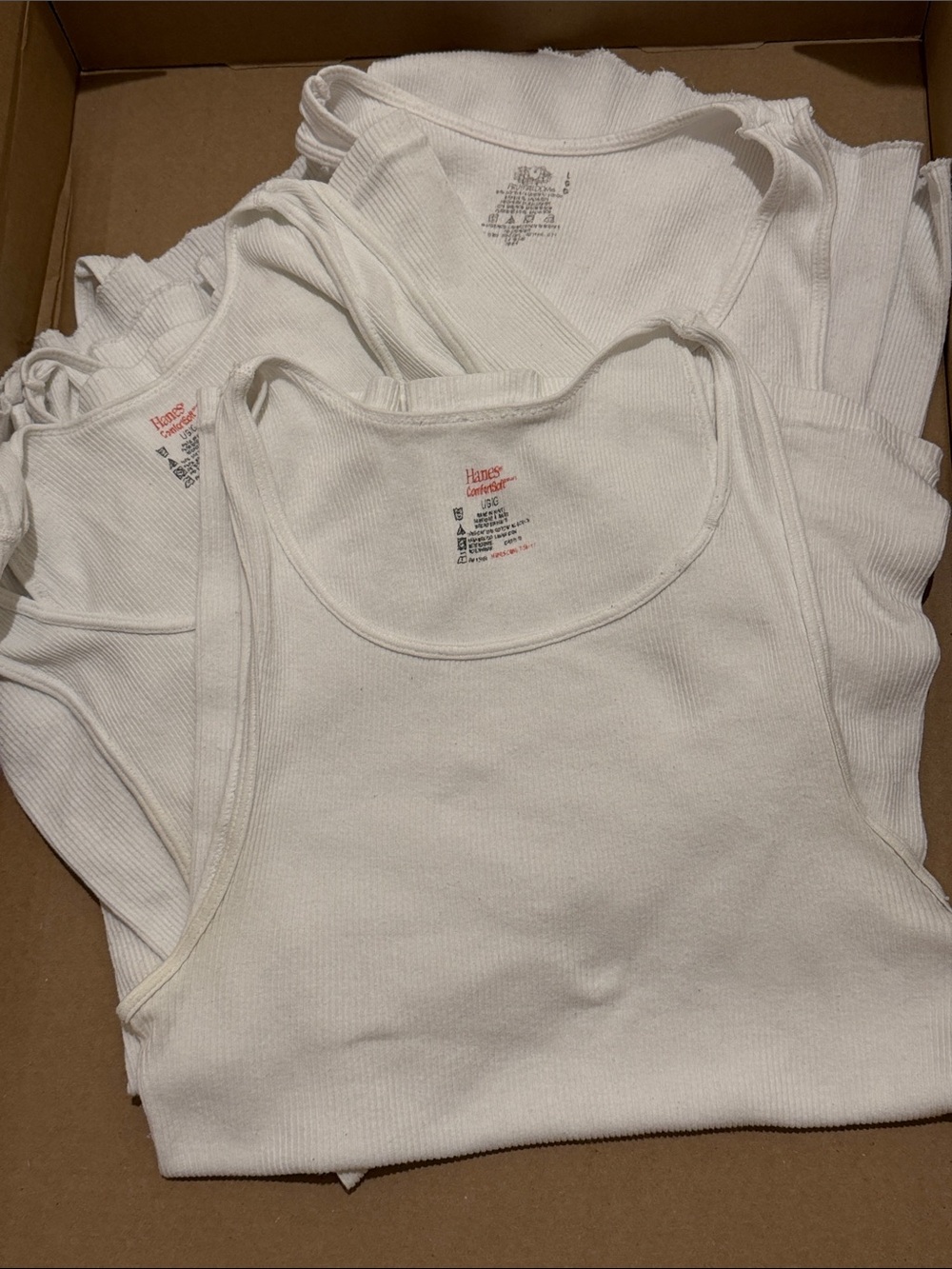 Hanes and Fruit of the loomWhite Ribbed Tank cotton Tops -